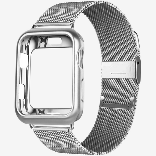 Milanaise-Armband Silber & Schutz für Apple Watch